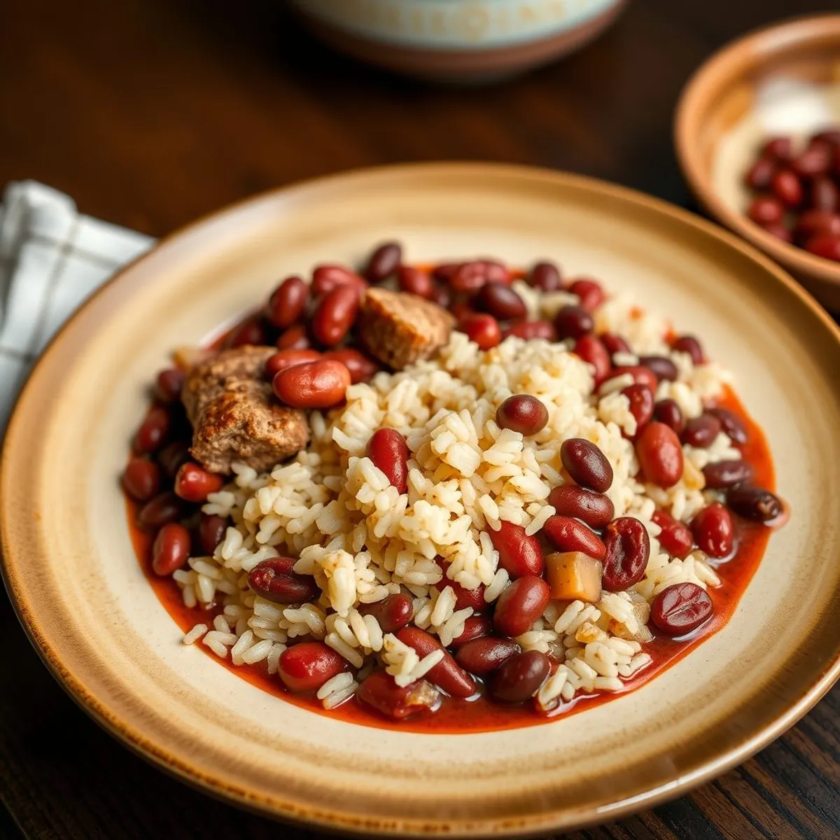 AI-generated photo Red beans and rice. AI-generated photo.