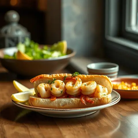 Shrimp po'boy. AI-generated photo.
