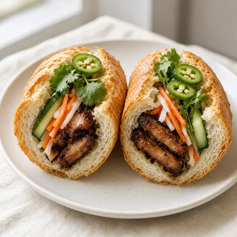 Bánh mì thịt nướng. AI-generated photo.