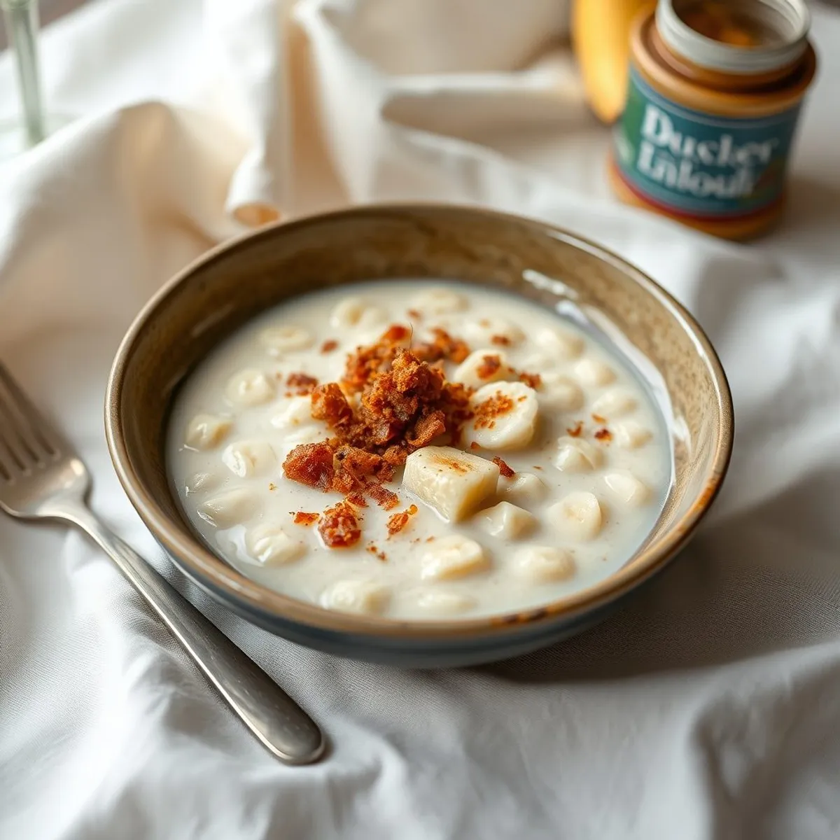 AI-generated photo Banana porridge. AI-generated photo.