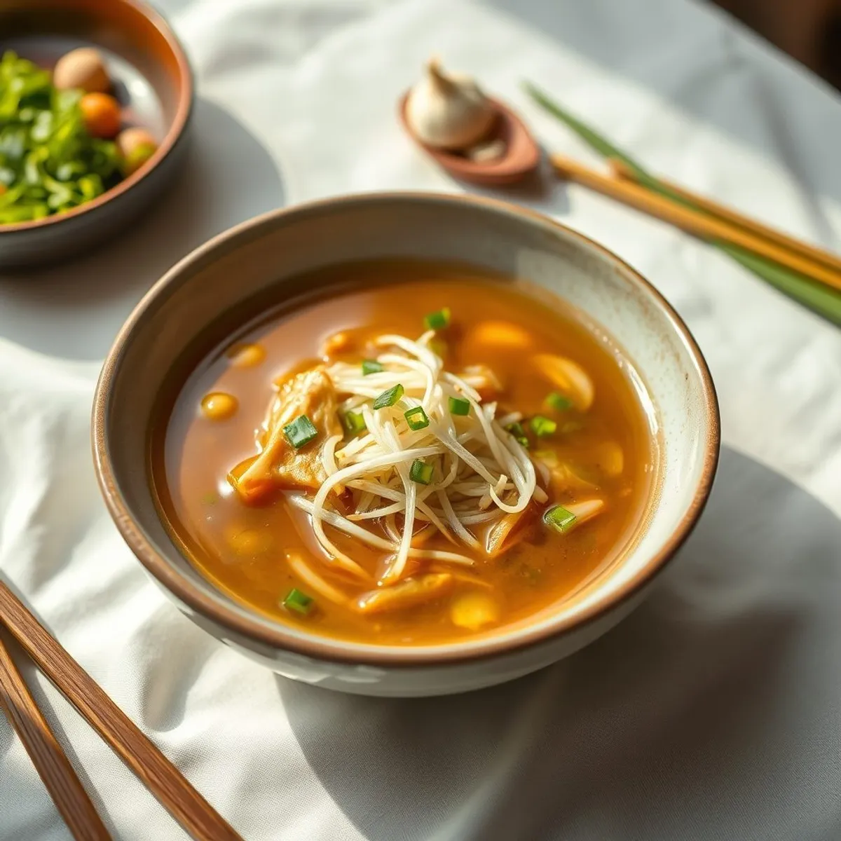 AI-generated photo Soybean sprout soup. AI-generated photo.