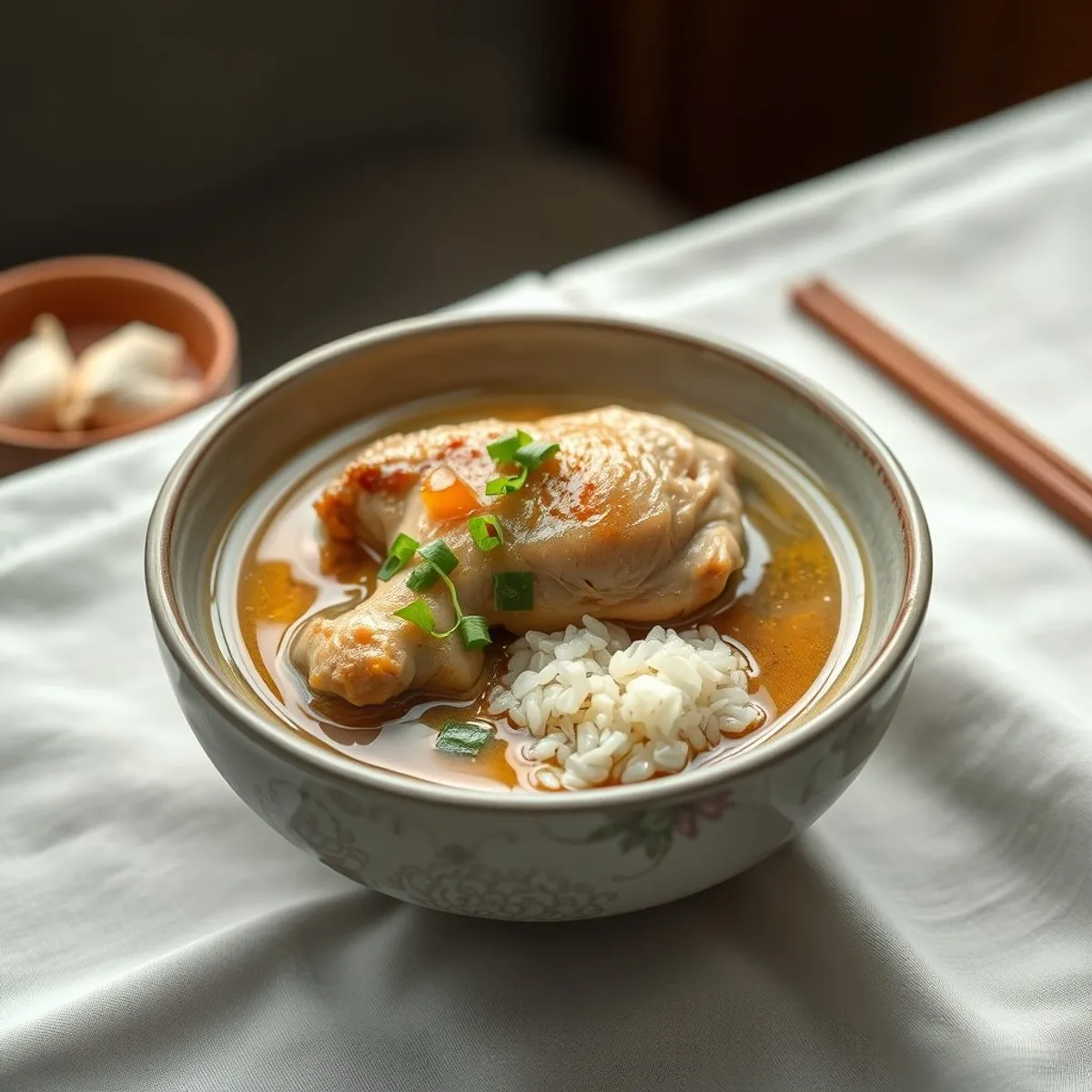 AI-generated photo Chicken and rice soup. AI-generated photo.