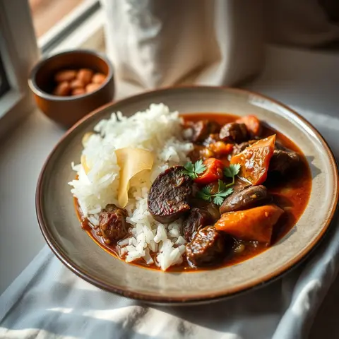 Beef stew. AI-generated photo.