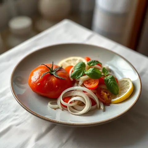 Tomato salad. AI-generated photo.