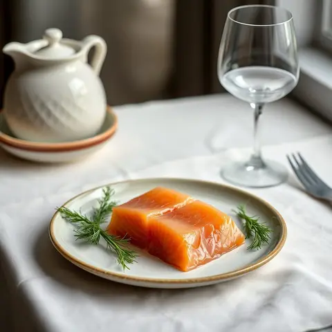 Dill cured salmon. AI-generated photo.