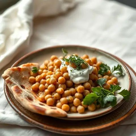 Chickpea fatteh. AI-generated photo.