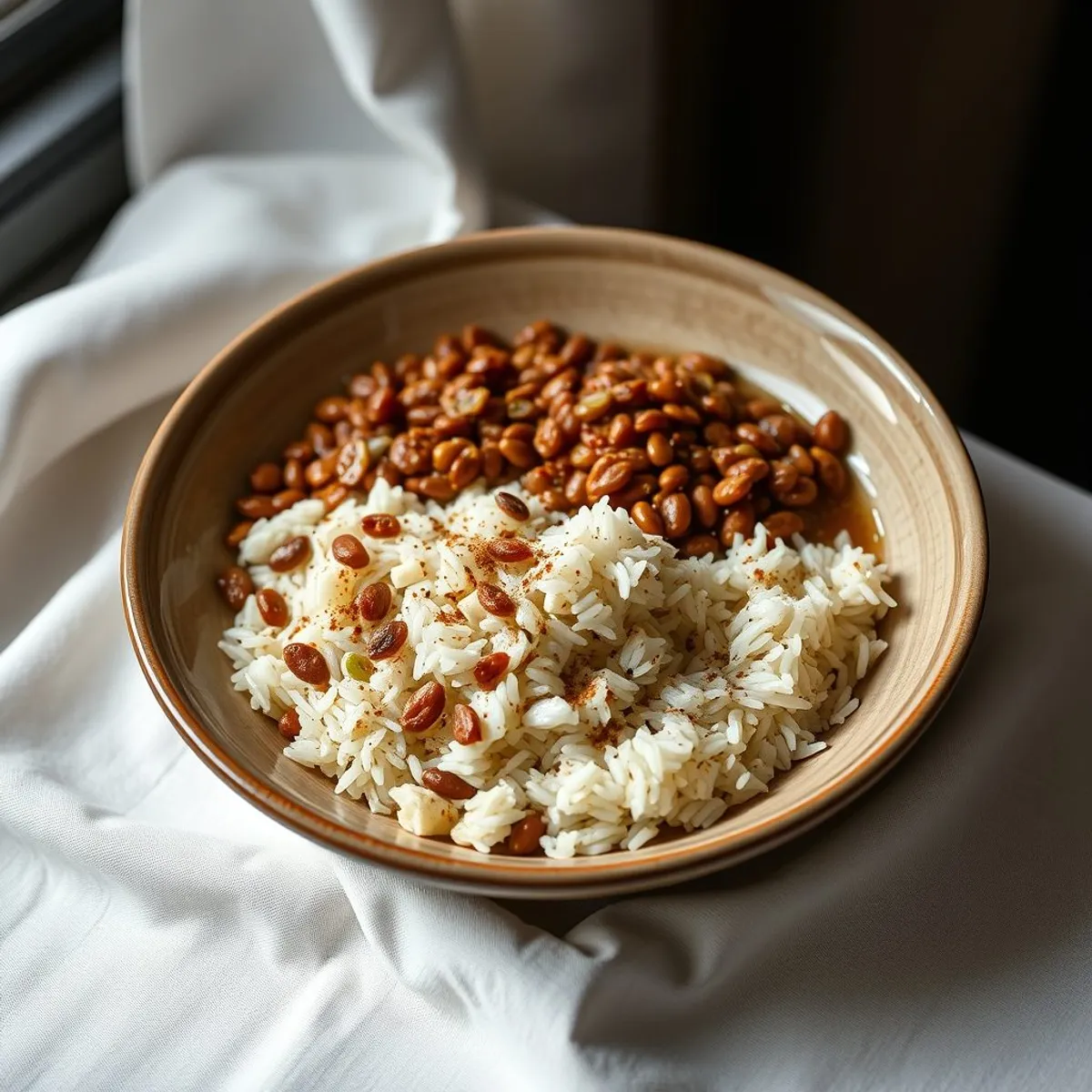 AI-generated photo Lentil and rice. AI-generated photo.
