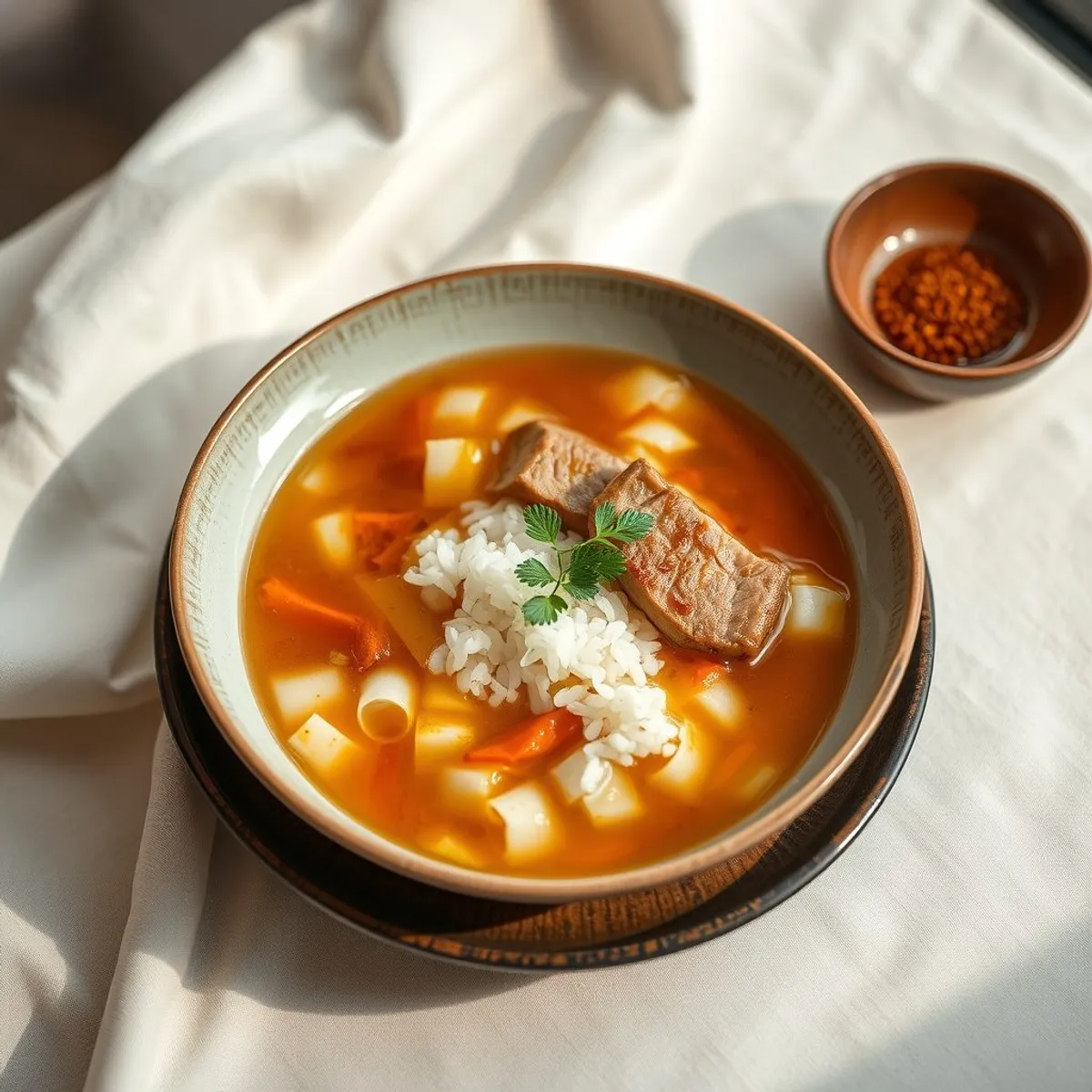 AI-generated photo Thai rice porridge. AI-generated photo.