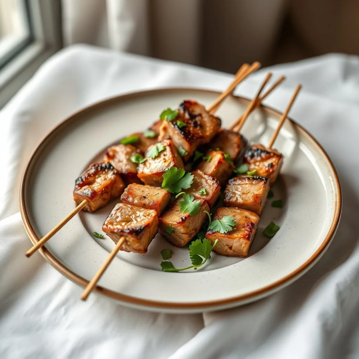AI-generated photo Pork skewers. AI-generated photo.