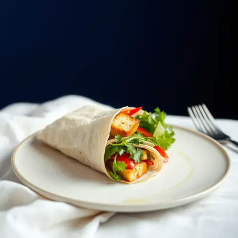 Tofu pepper wrap. AI-generated photo.