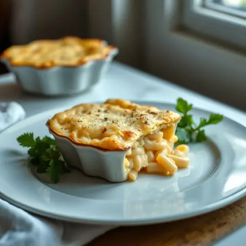 Macaroni pie. AI-generated photo.
