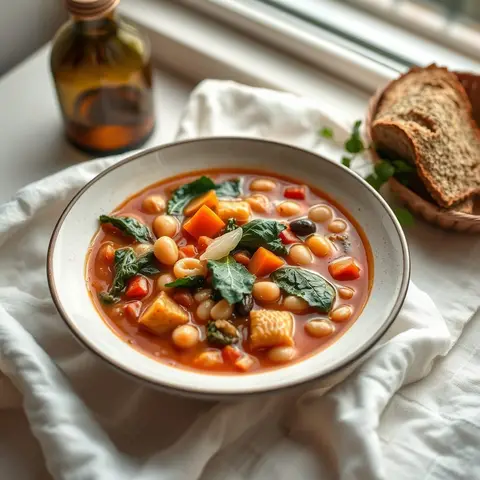 Tuscan Minestrone. AI-generated photo.