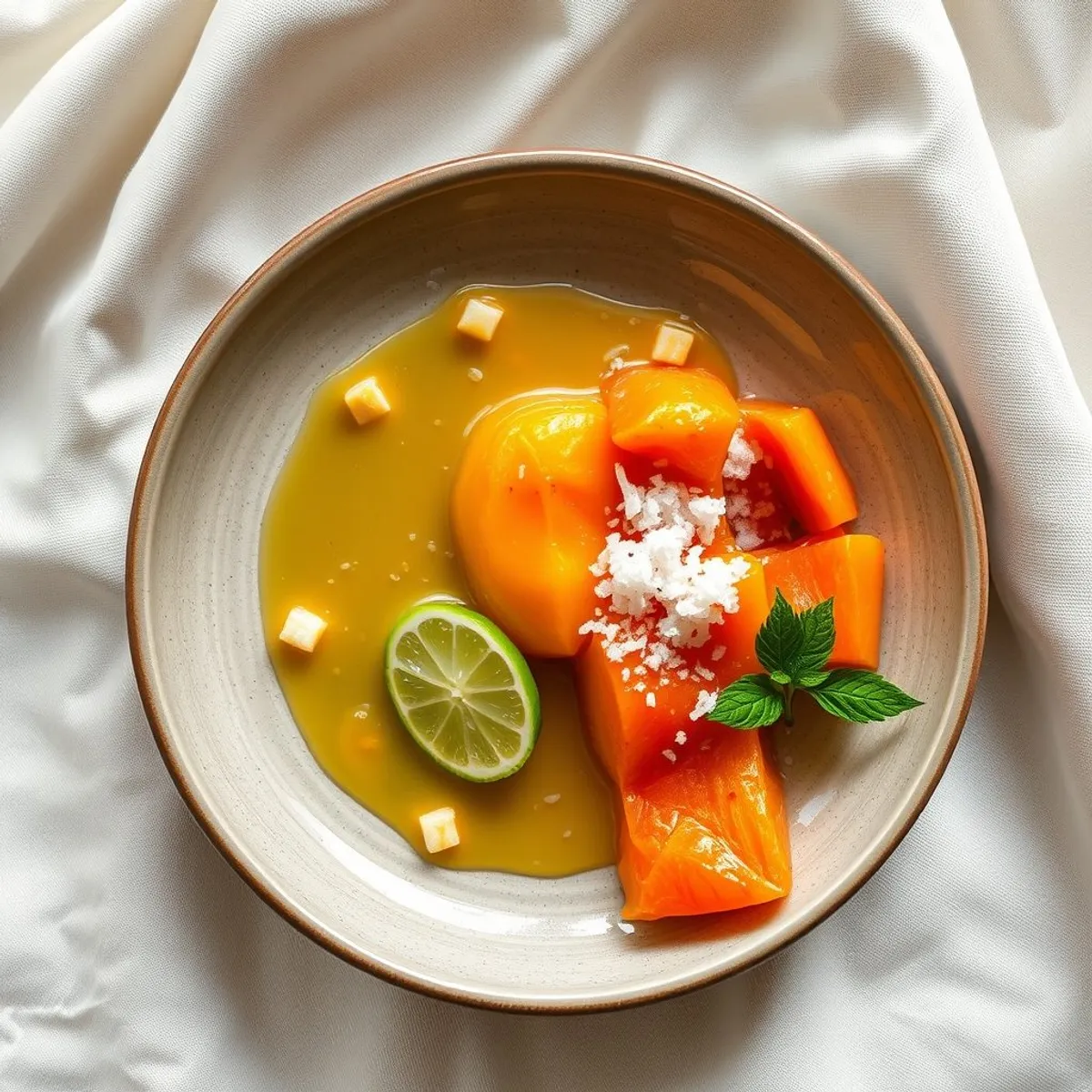 AI-generated photo Papaya with lime. AI-generated photo.