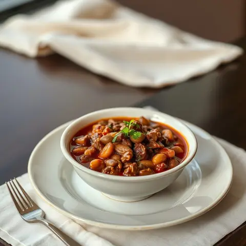 Beef chili. AI-generated photo.