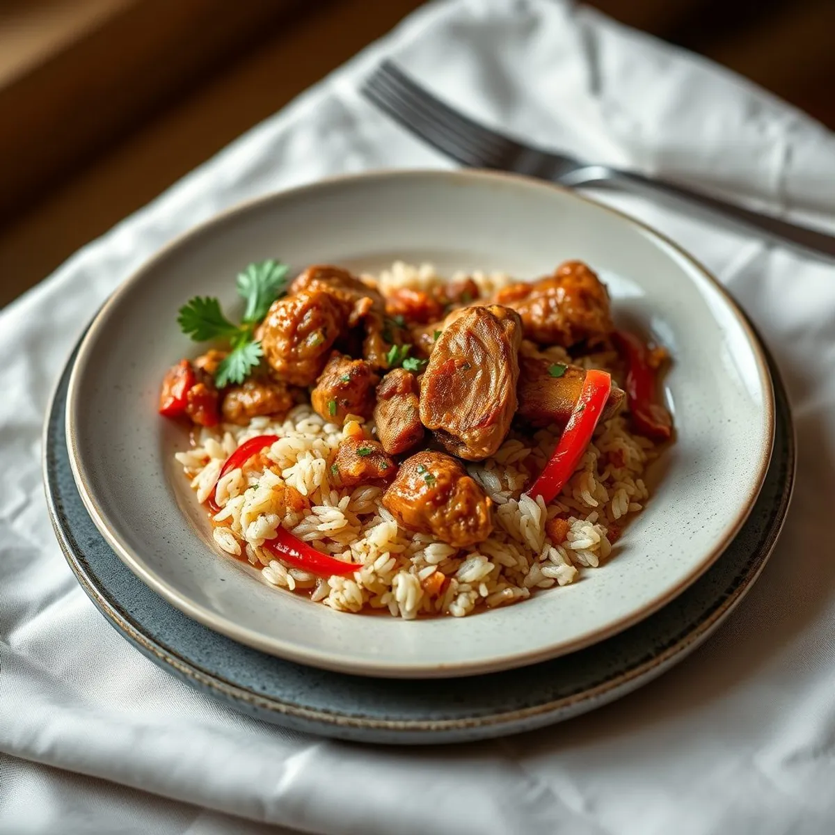 AI-generated photo Chicken jambalaya. AI-generated photo.