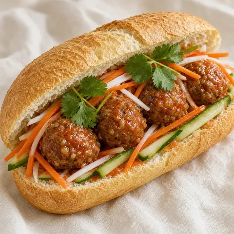 Bánh mì xíu mại. AI-generated photo.