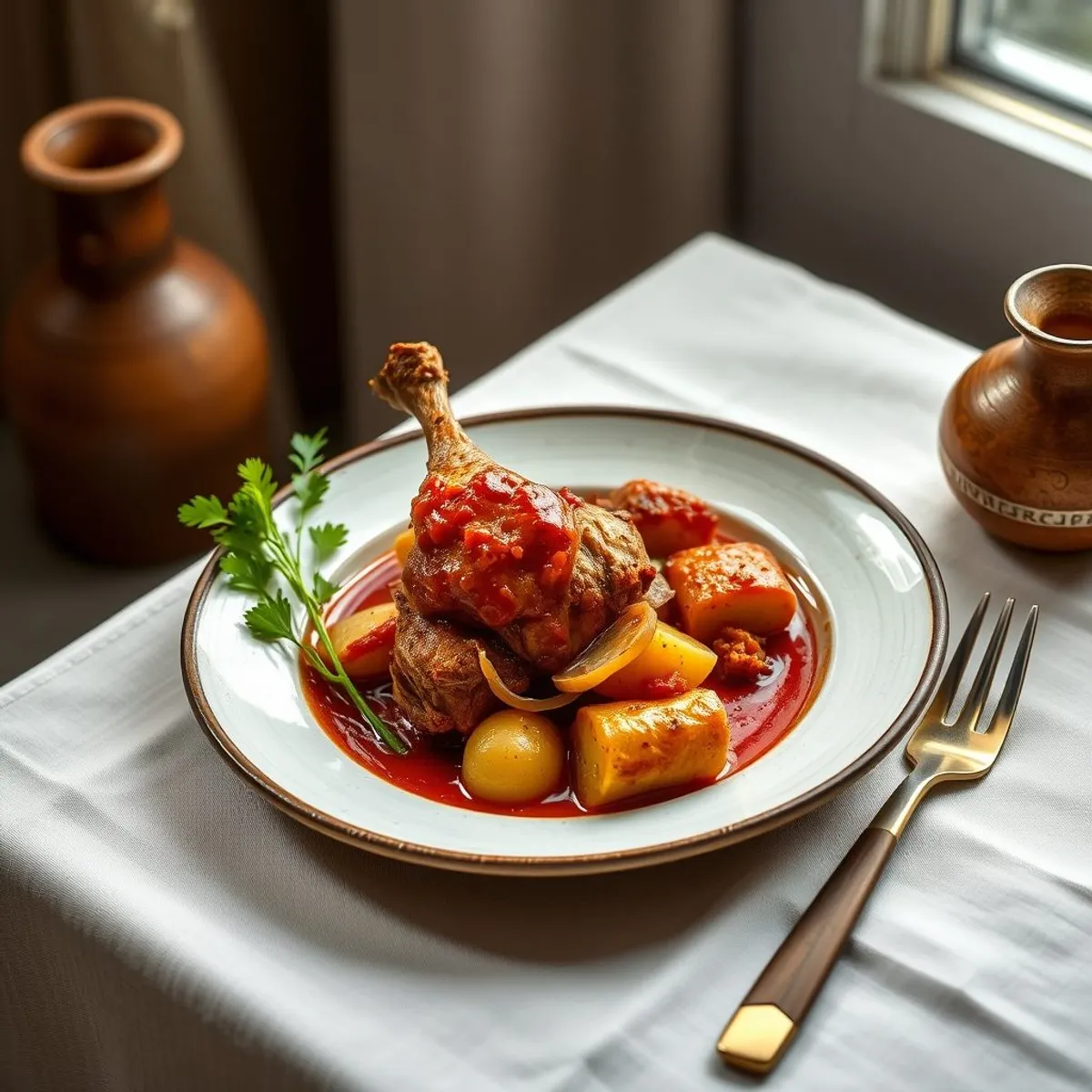 AI-generated photo Paprika chicken. AI-generated photo.