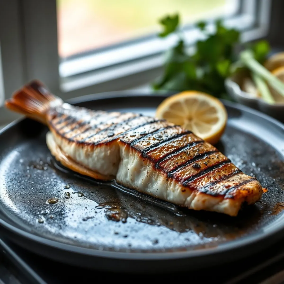 AI-generated photo Grilled barramundi, step 3. AI-generated photo.