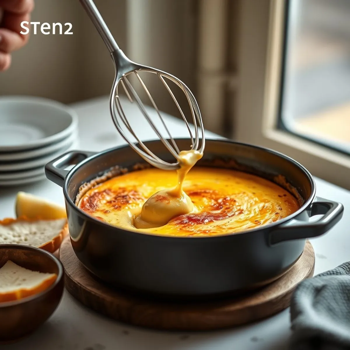 AI-generated photo Burnt Basque Cheesecake, step 2. AI-generated photo.