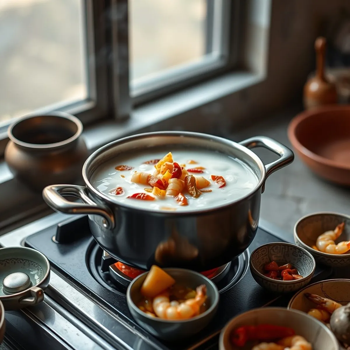 AI-generated photo Sago porridge, step 1. AI-generated photo.