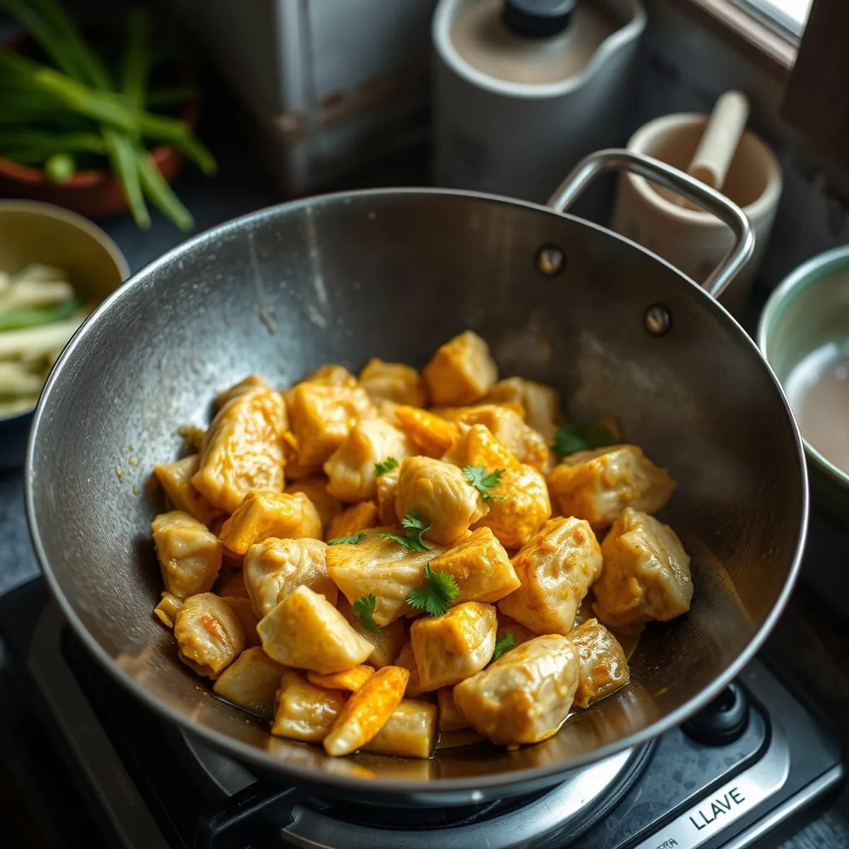 AI-generated photo Lemongrass chicken, step 1. AI-generated photo.