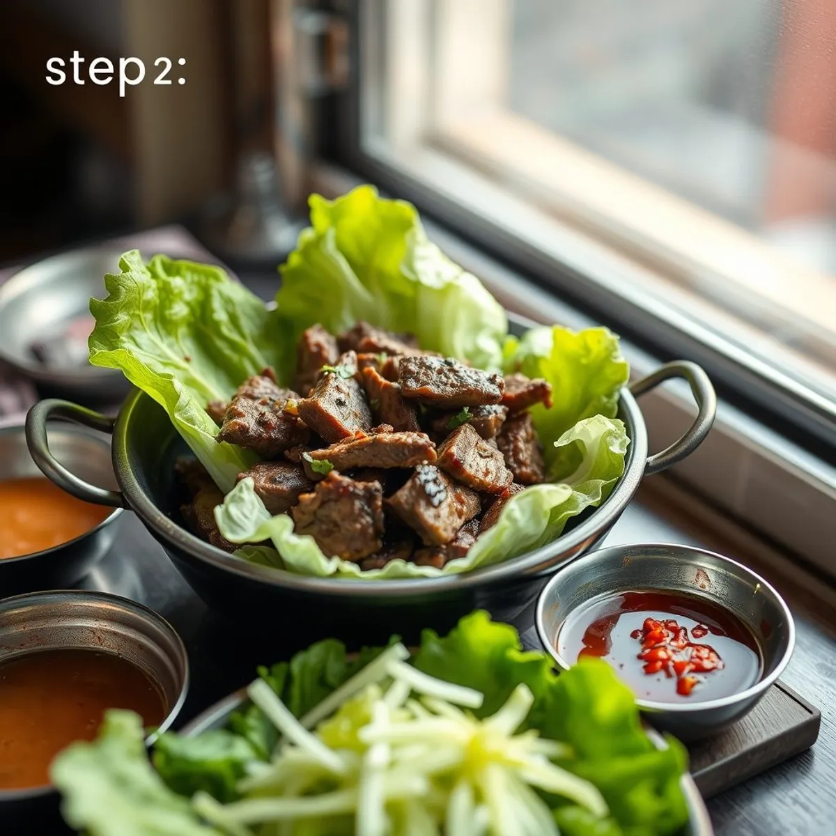 AI-generated photo Lok lak beef, step 2. AI-generated photo.