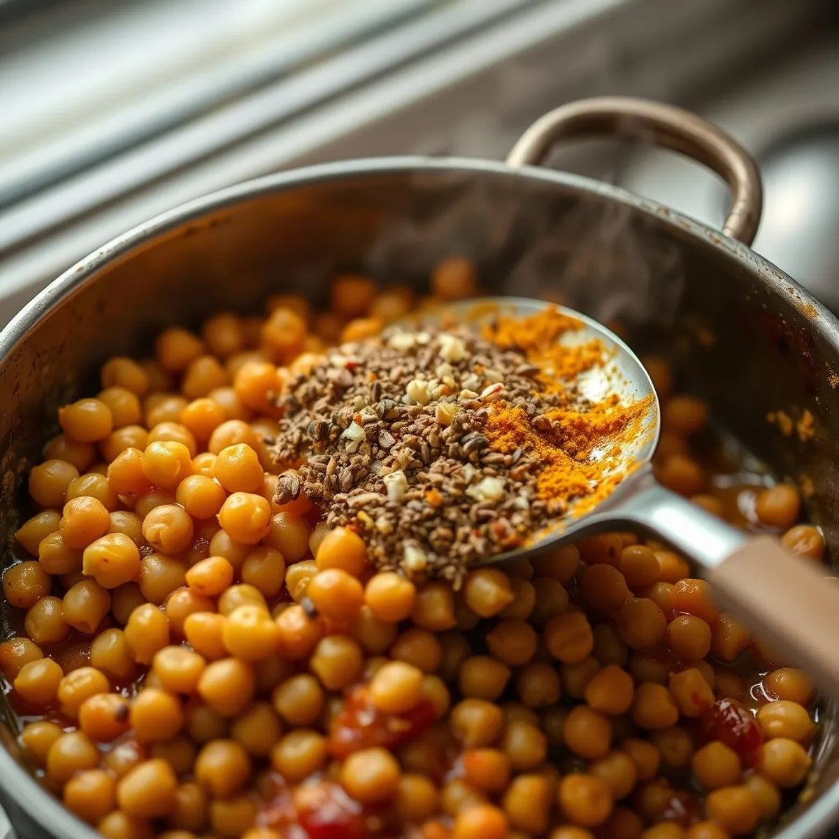 AI-generated photo Chana Masala, step 3. AI-generated photo.