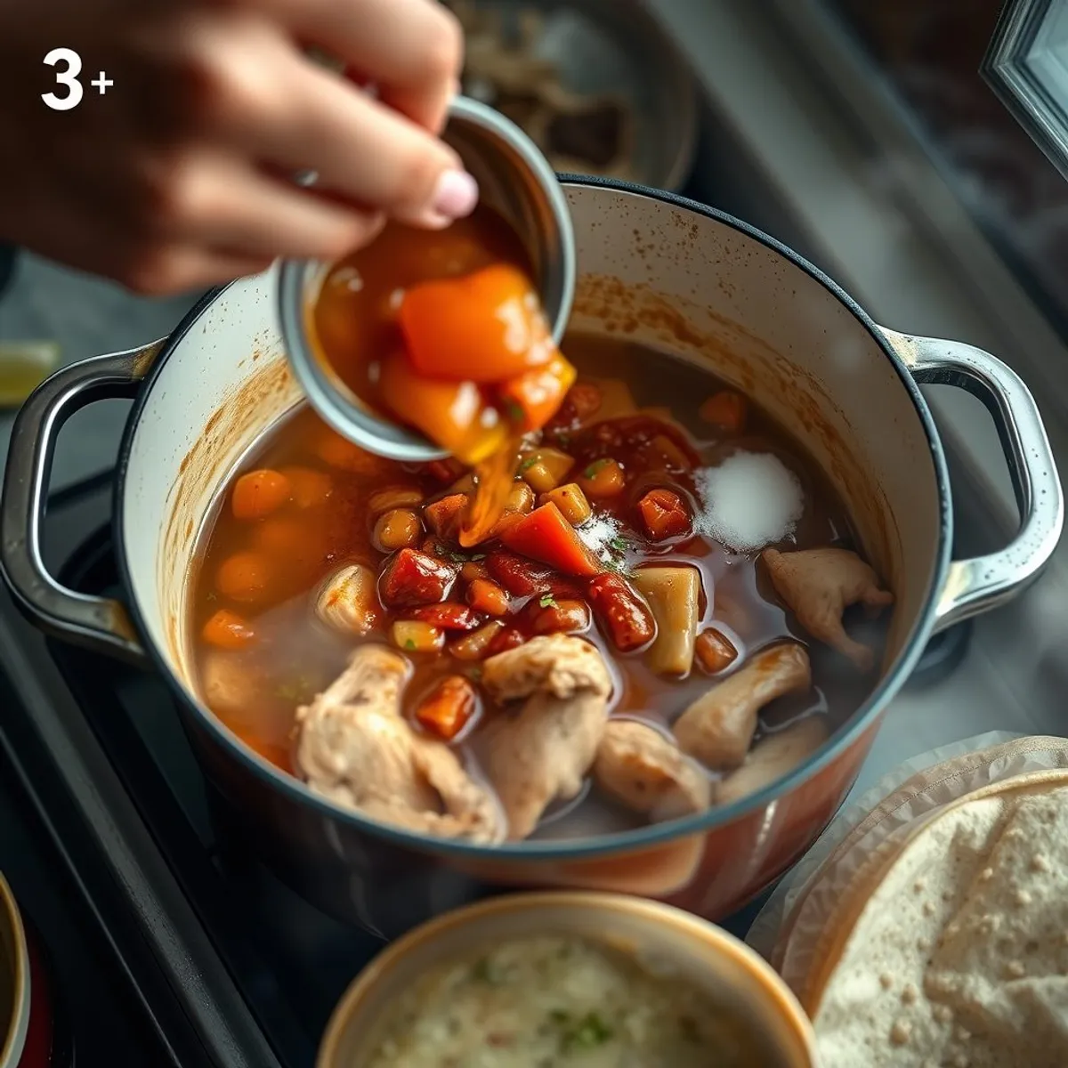 AI-generated photo Chicken Tinga Tacos, step 3. AI-generated photo.