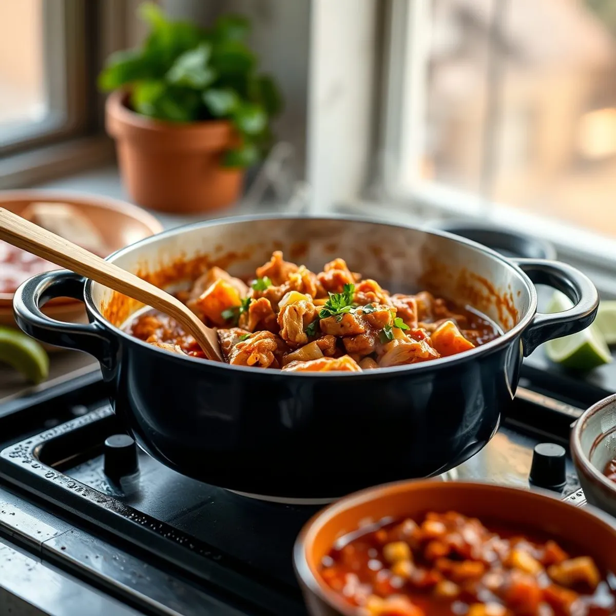 AI-generated photo Chicken Tinga Tacos, step 4. AI-generated photo.