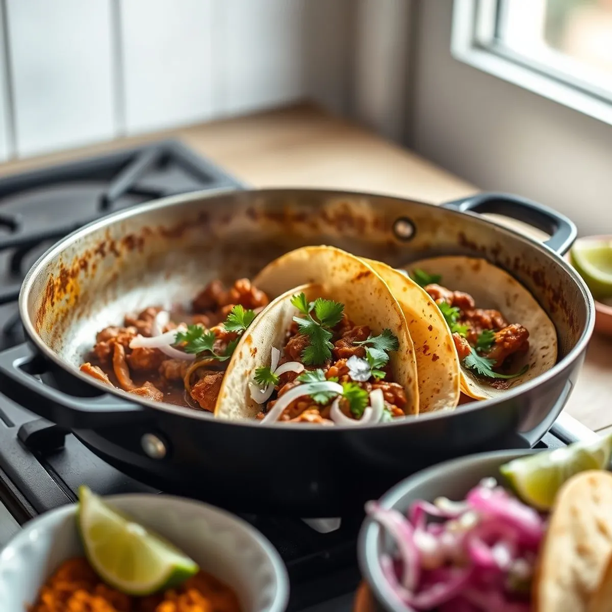 AI-generated photo Chicken Tinga Tacos, step 5. AI-generated photo.
