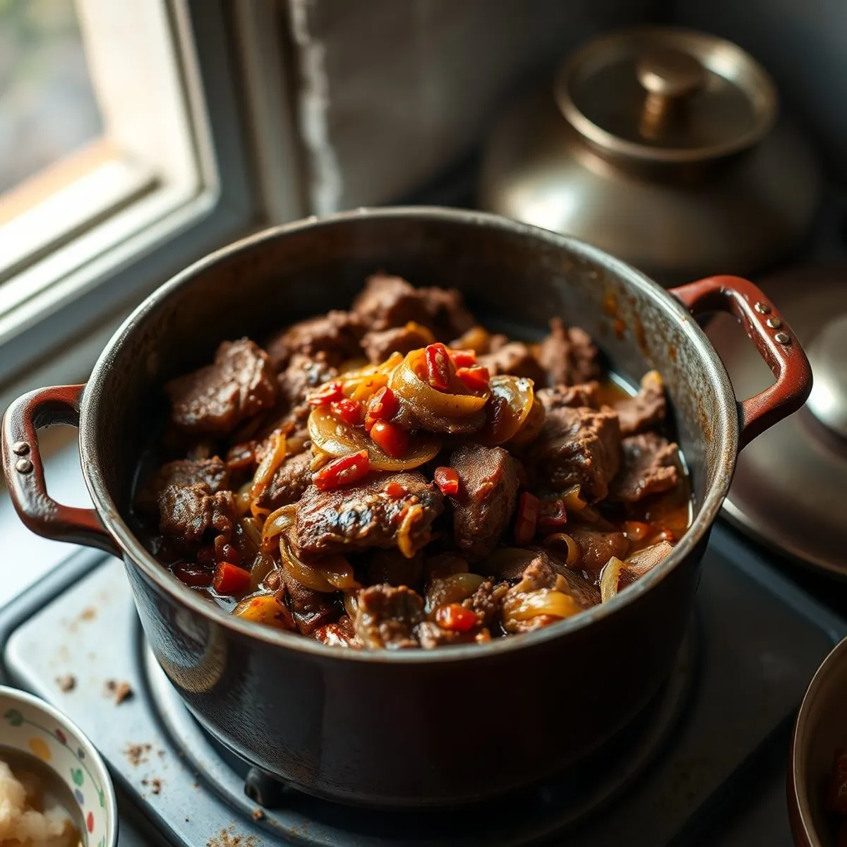 AI-generated photo Ropa vieja, step 1. AI-generated photo.