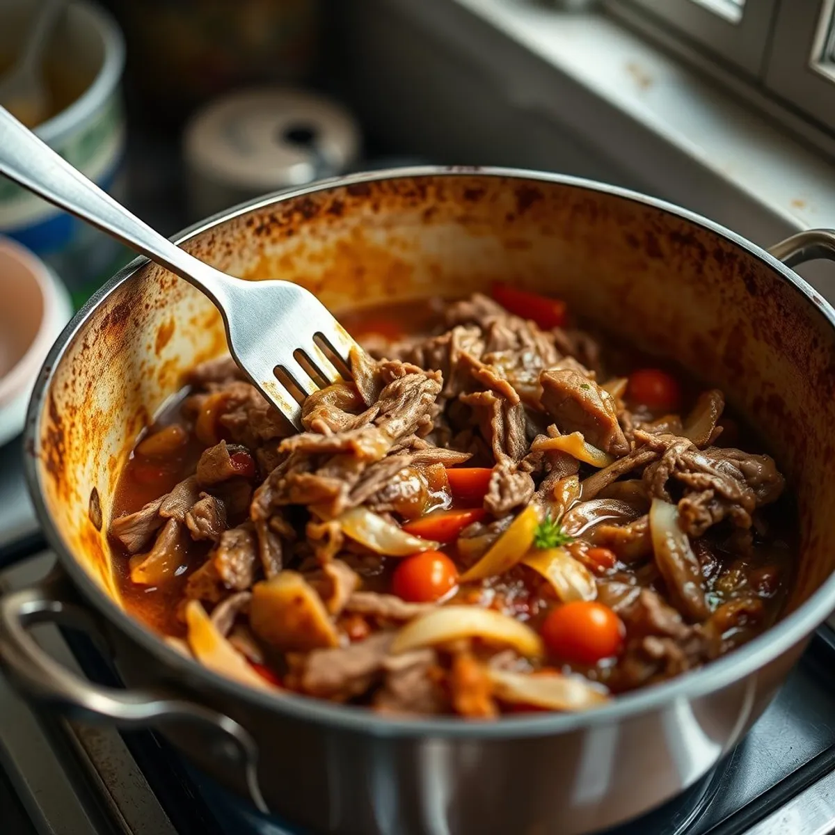 AI-generated photo Ropa vieja, step 3. AI-generated photo.