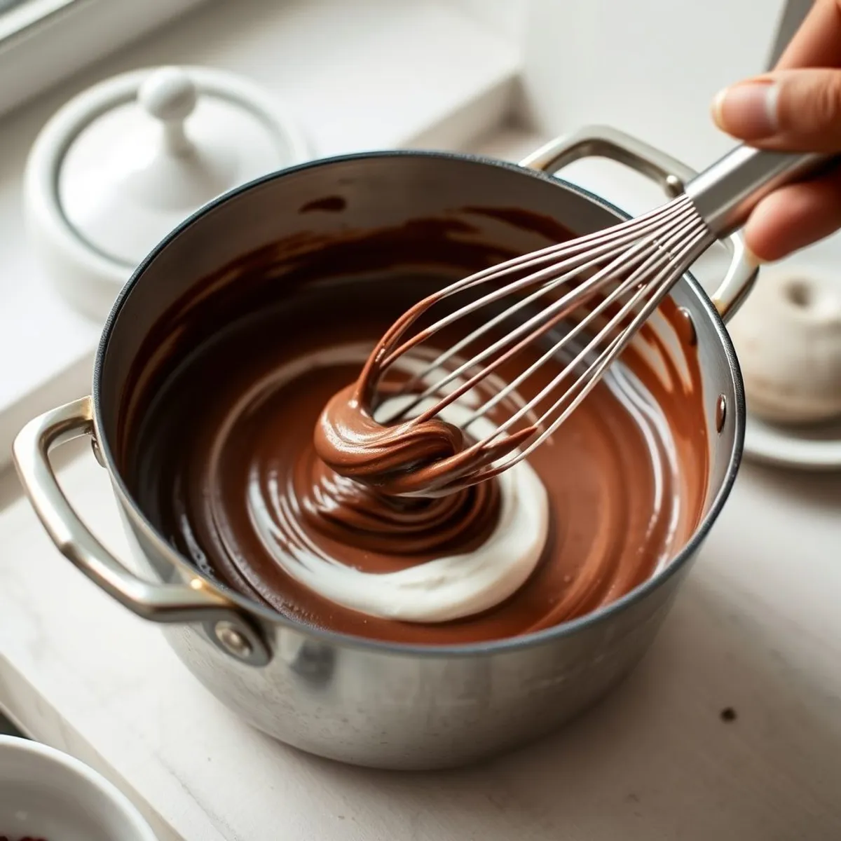 Dark Chocolate Mousse, step 3. AI-generated photo.