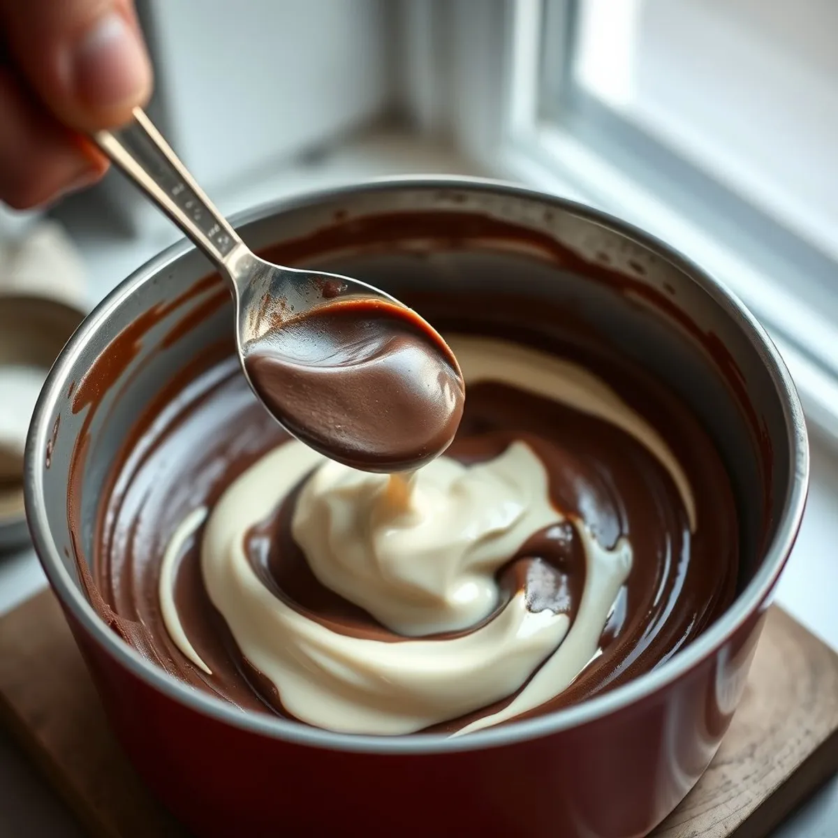 Dark Chocolate Mousse, step 4. AI-generated photo.