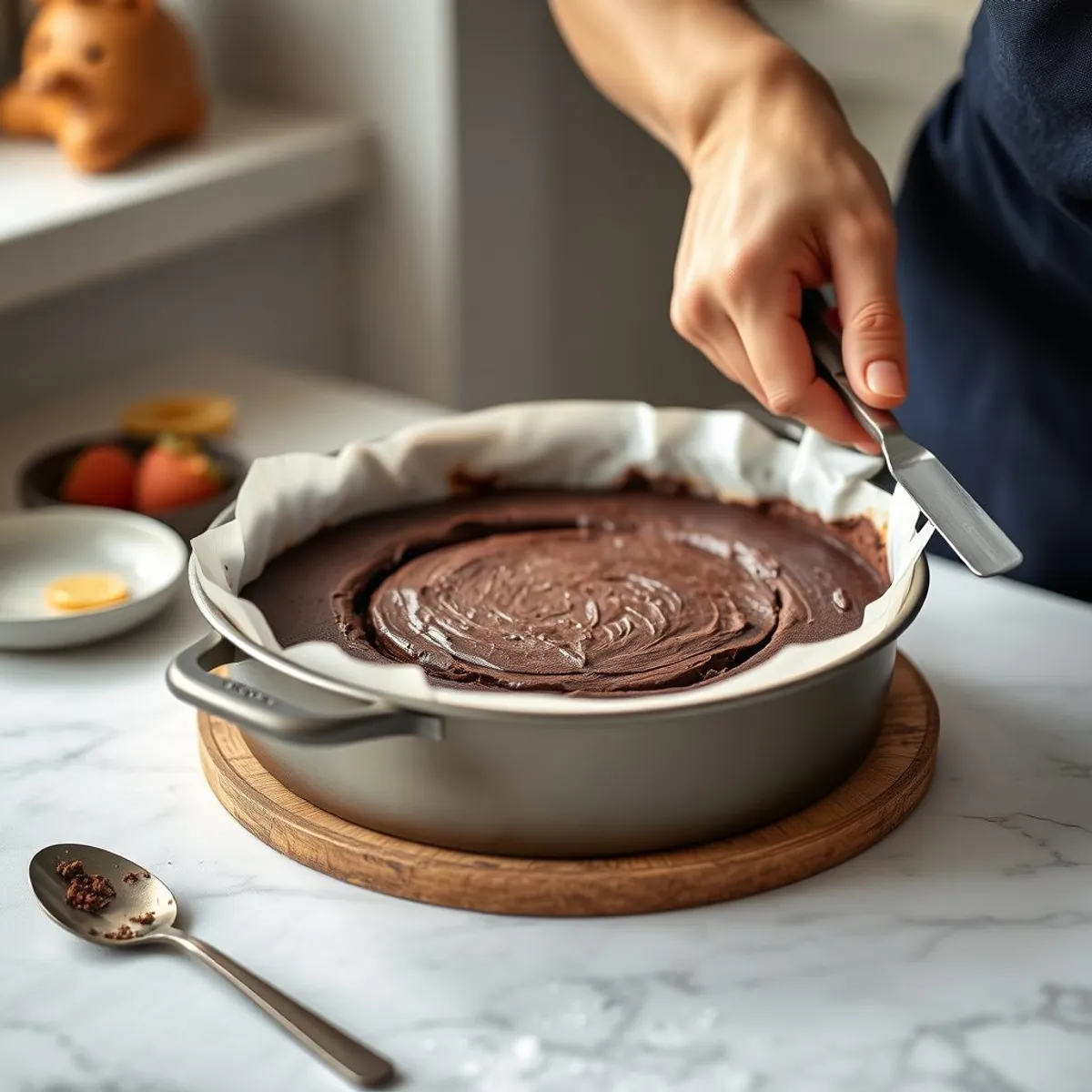 Flourless Chocolate Cake, step 5. AI-generated photo.