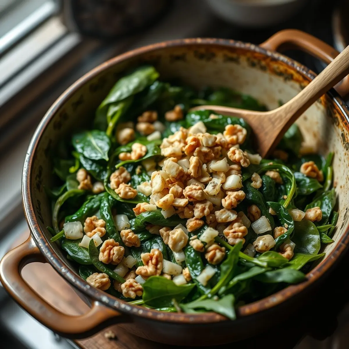 AI-generated photo Spinach pkhali, step 2. AI-generated photo.