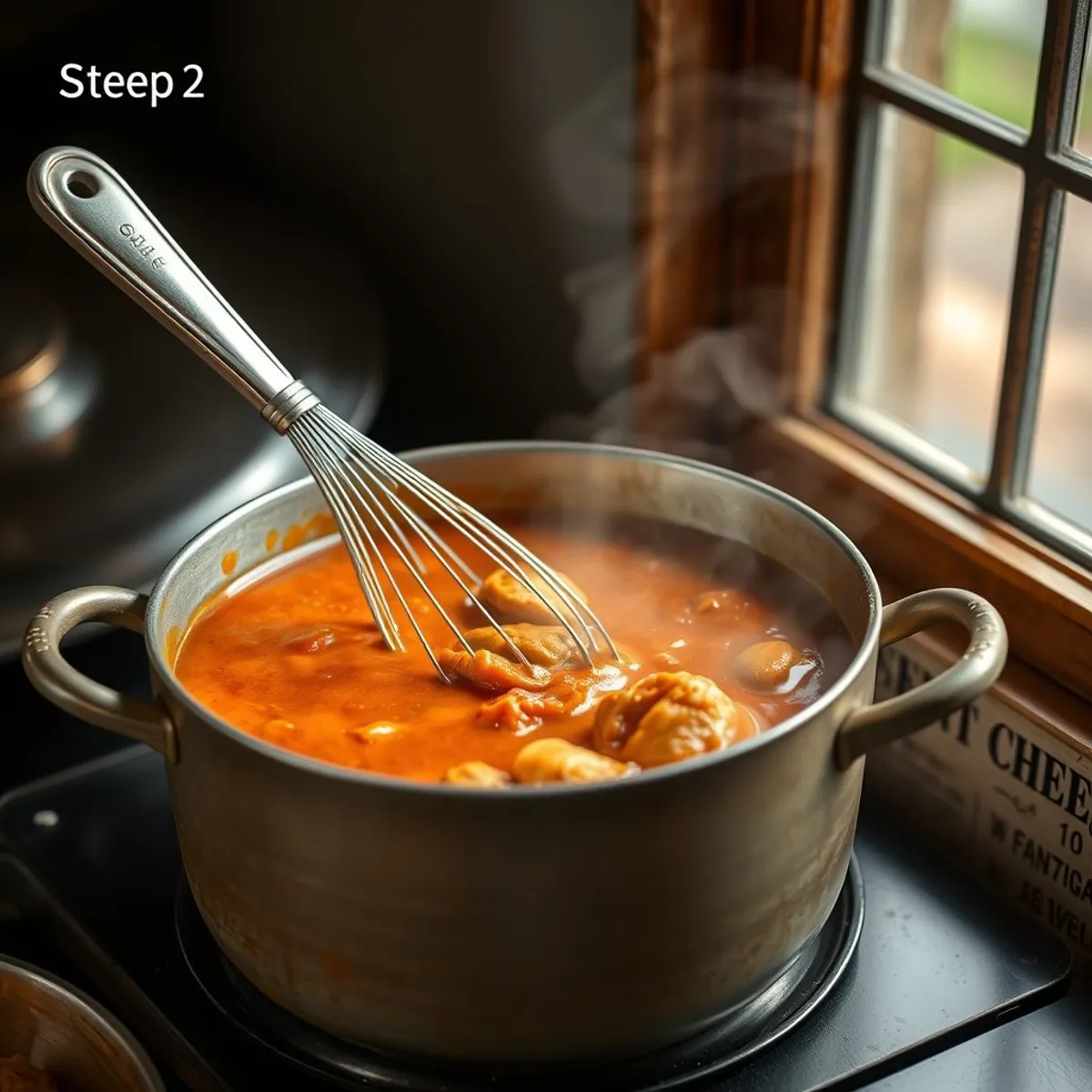 AI-generated photo Groundnut soup, step 2. AI-generated photo.
