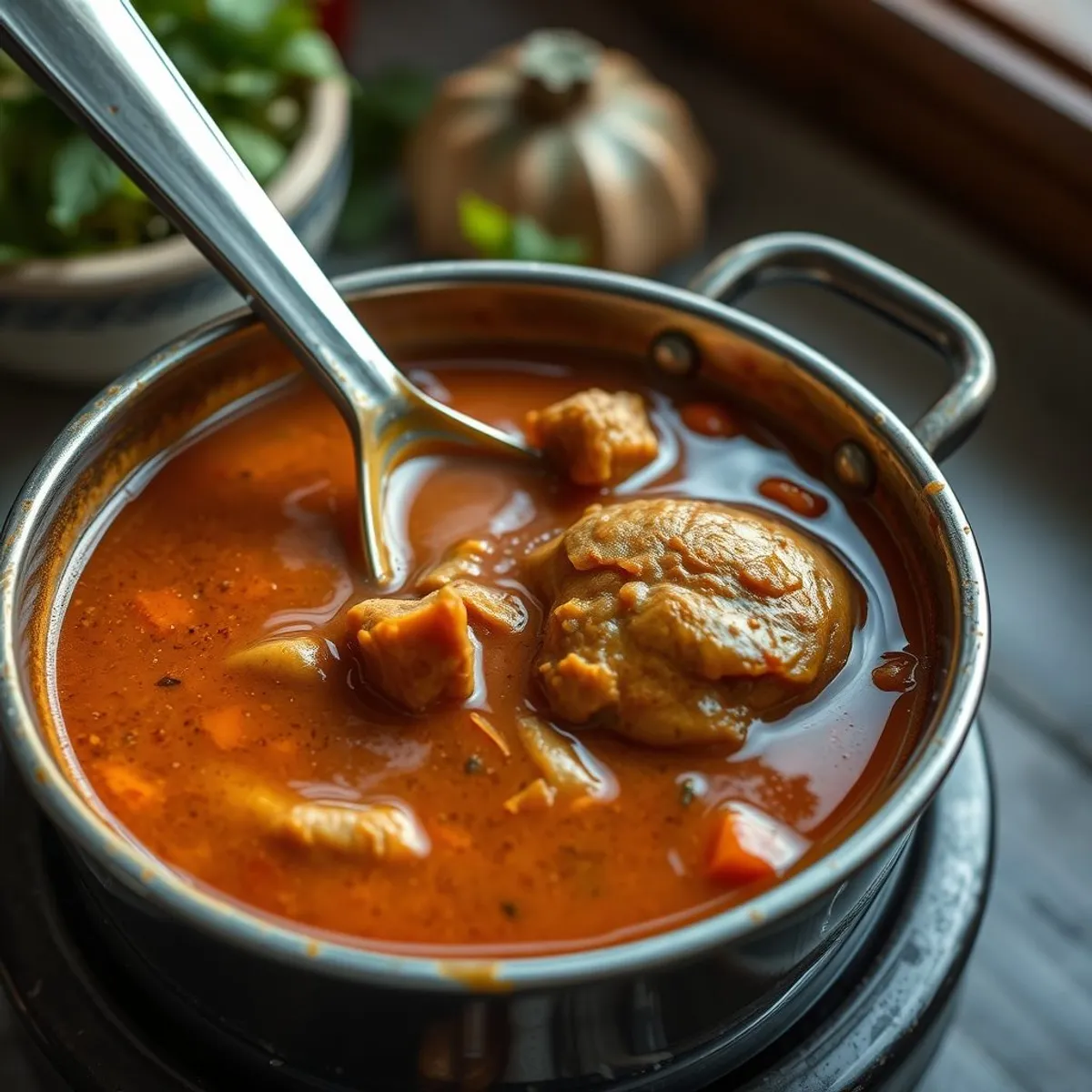 AI-generated photo Groundnut soup, step 3. AI-generated photo.