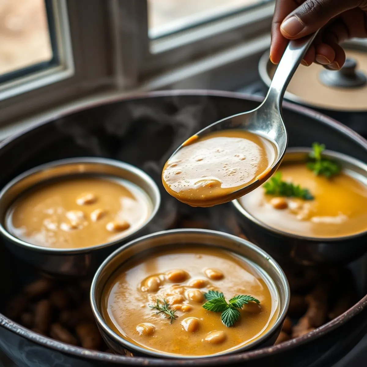 AI-generated photo Groundnut soup, step 4. AI-generated photo.