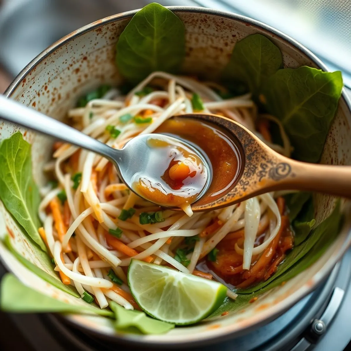 AI-generated photo Green Papaya Salad, step 3. AI-generated photo.