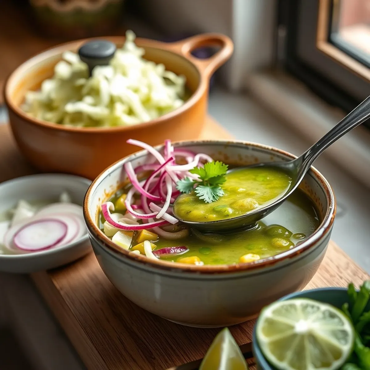 AI-generated photo Green Pozole, step 5. AI-generated photo.