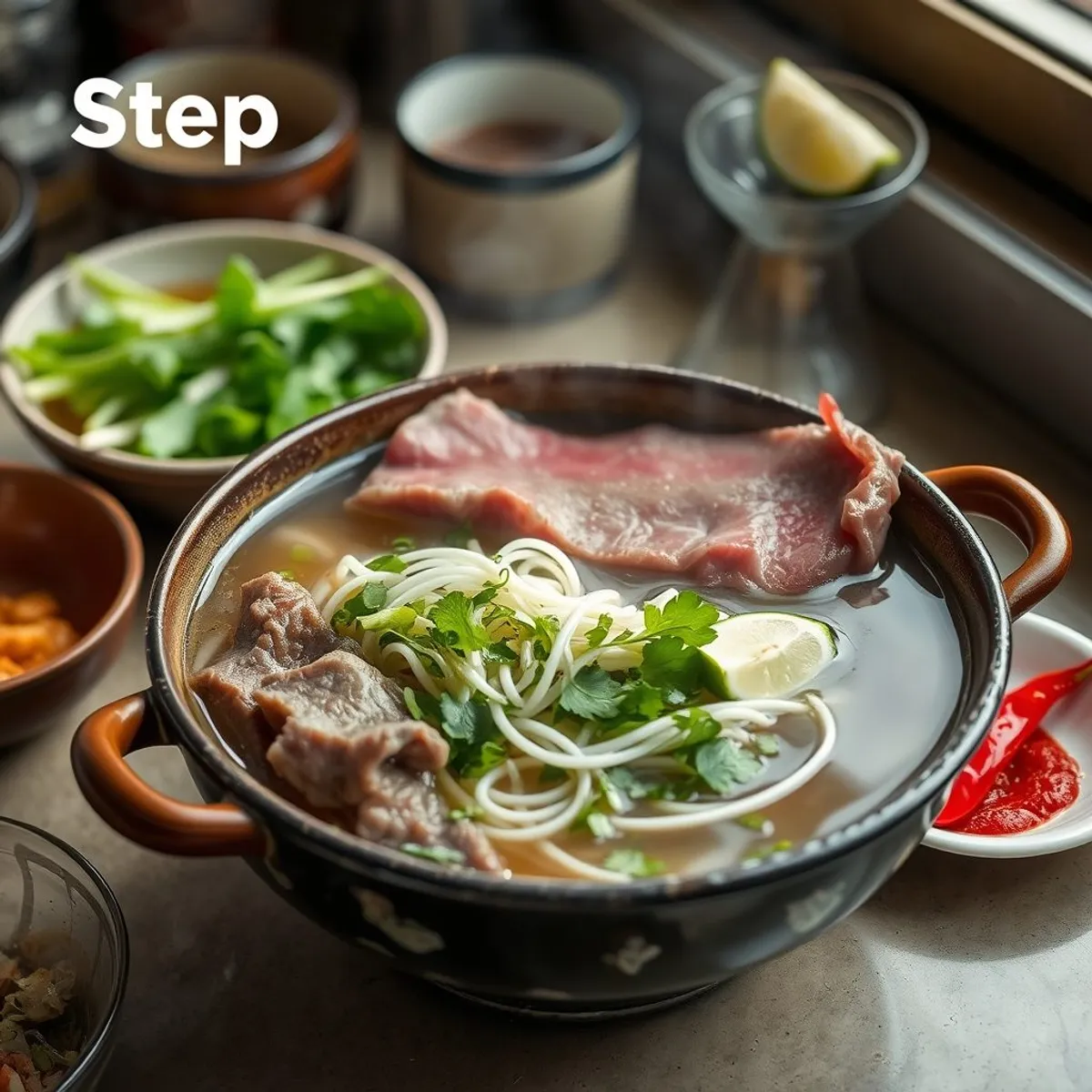 Hanoi Beef Pho, step 5. AI-generated photo.