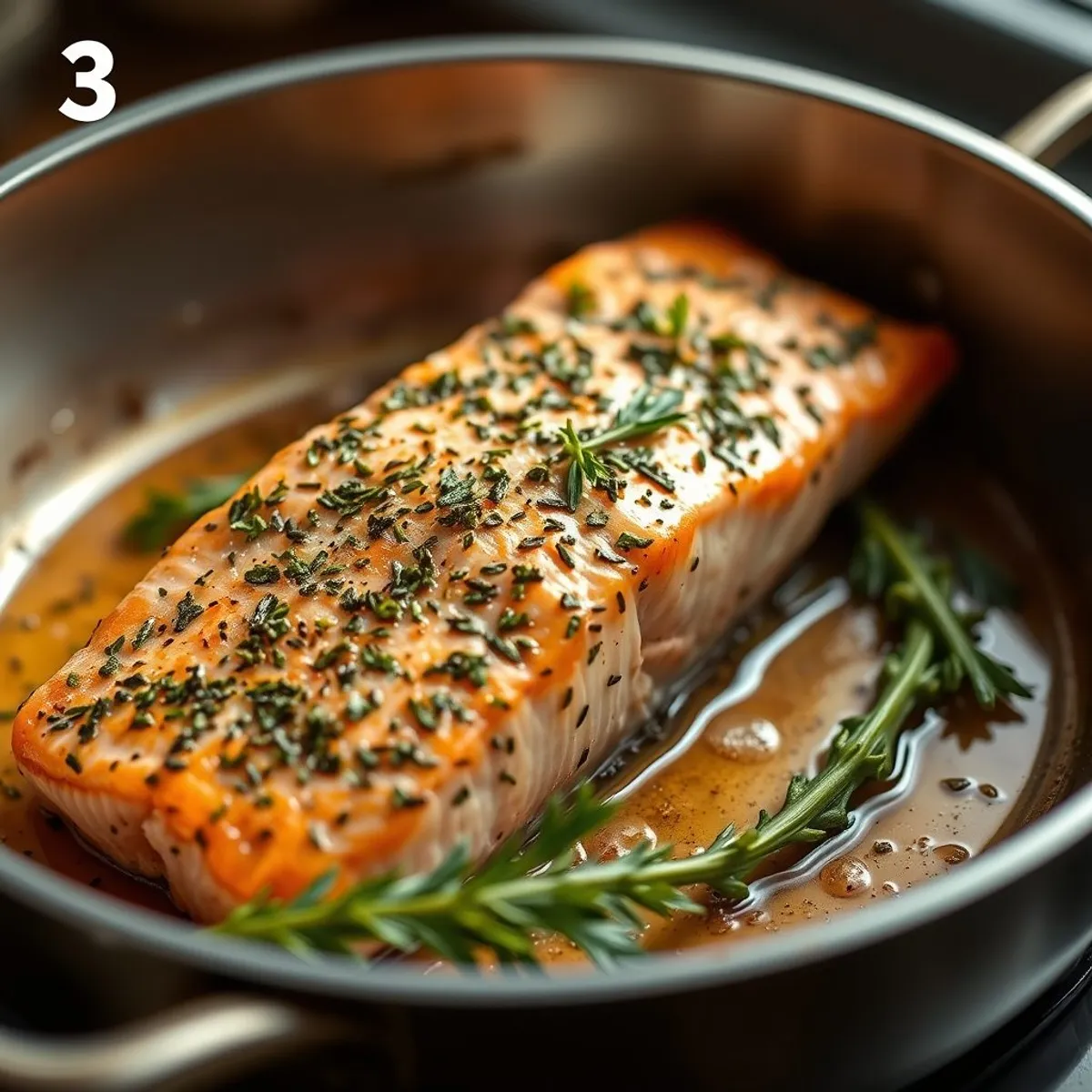 Herb Roasted Salmon, step 3. AI-generated photo.