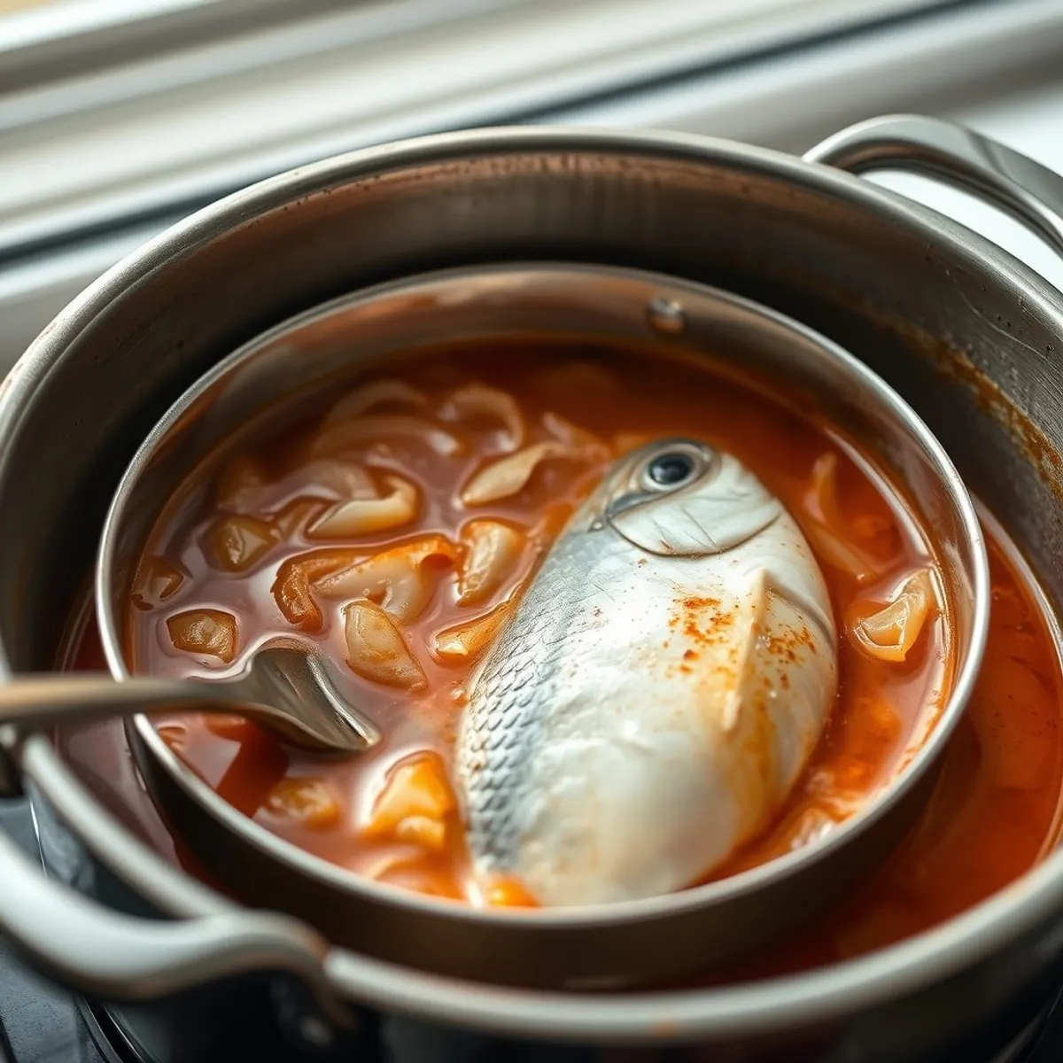 AI-generated photo Fisherman's soup, step 2. AI-generated photo.