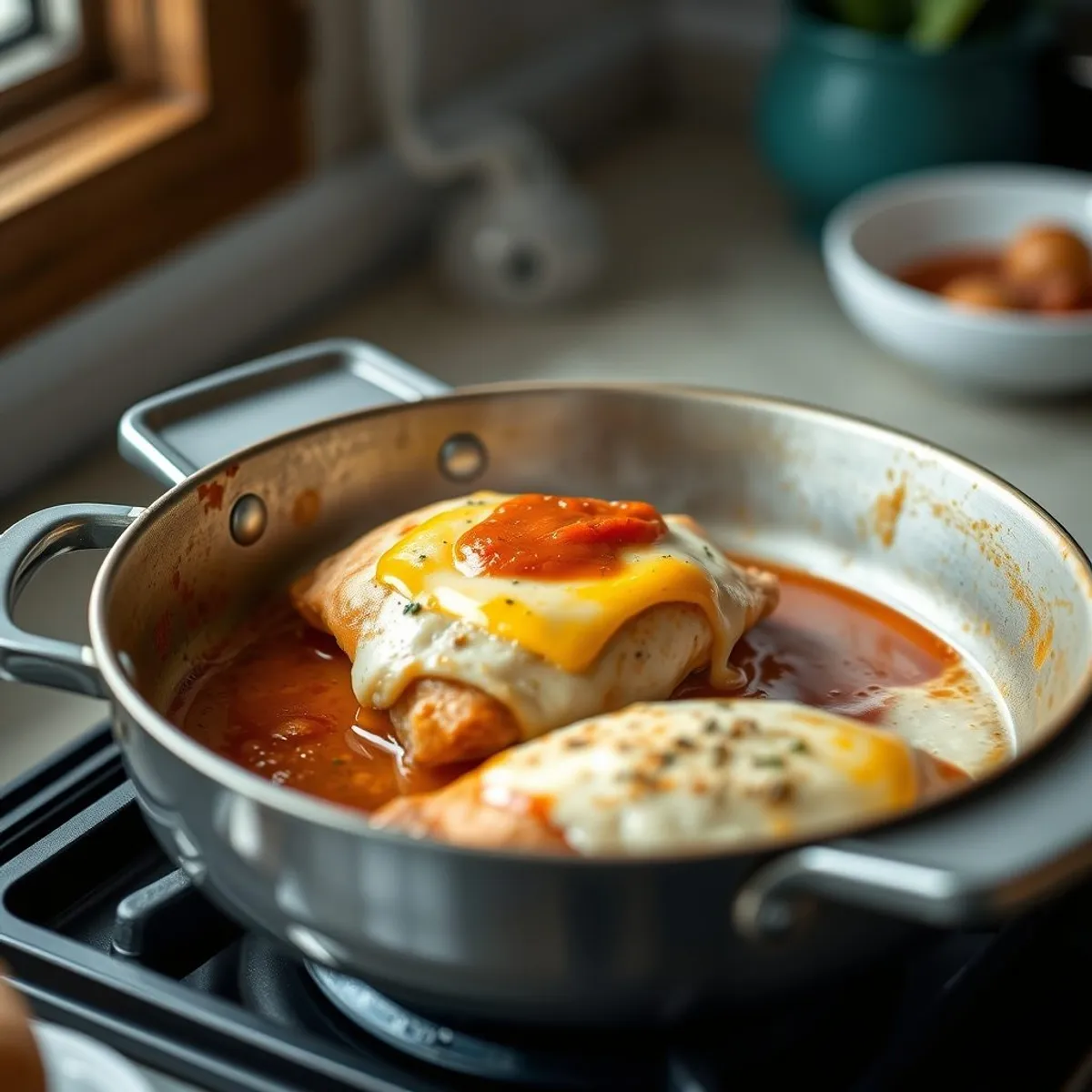 AI-generated photo Chicken parmi, step 3. AI-generated photo.