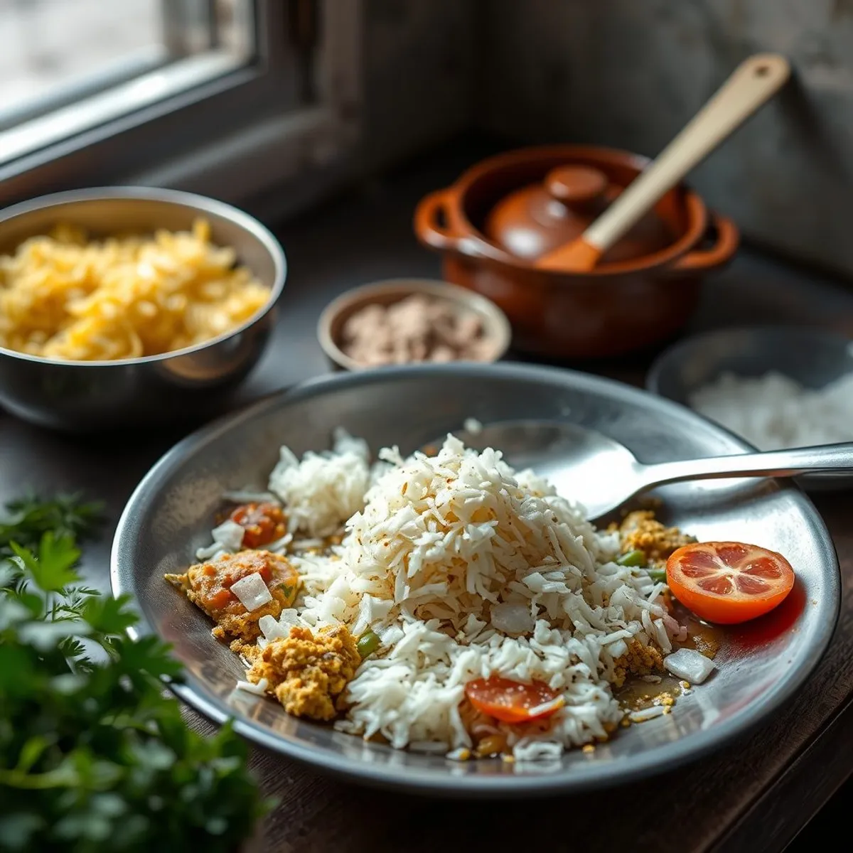 AI-generated photo Bhuna khichuri, step 1. AI-generated photo.