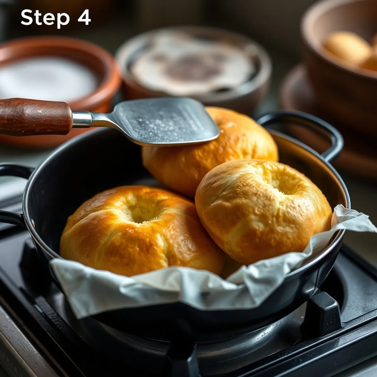 AI-generated photo Brazilian cheese bread, step 4. AI-generated photo.