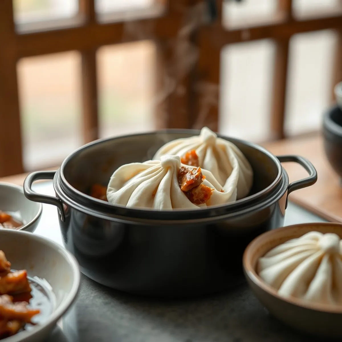 AI-generated photo Char siu bao, step 2. AI-generated photo.