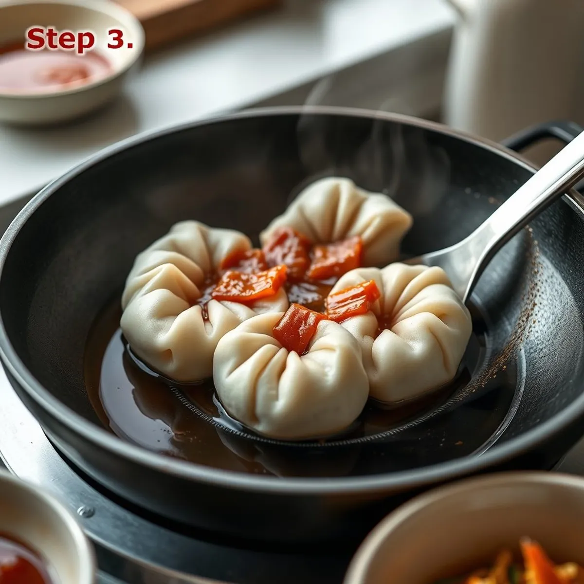 AI-generated photo Char siu bao, step 3. AI-generated photo.