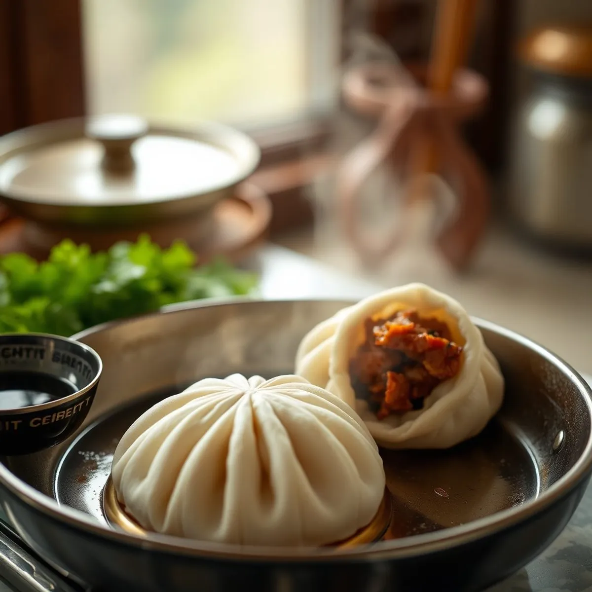 AI-generated photo Char siu bao, step 4. AI-generated photo.
